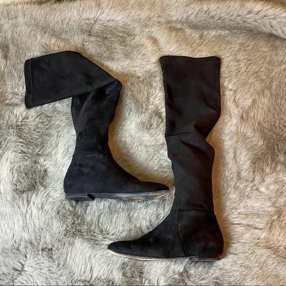 JOIE Hayleigh Black OTK Genuine Suede Stretch Boots - Picture 6 of 8